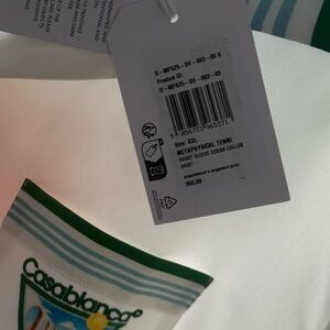 Casablanca White Cuban Collar Shirt with Green Trim